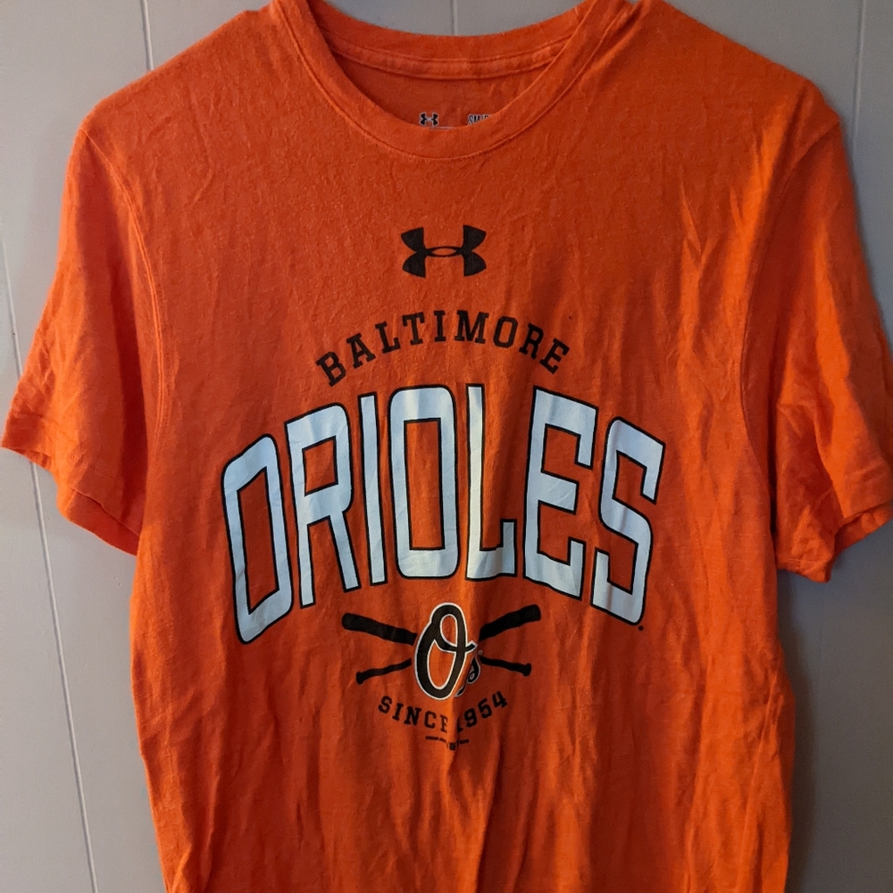 Baltimore Orioles Under Armour Baseball T-Shirt Small MLB Orange HeatGear Loose